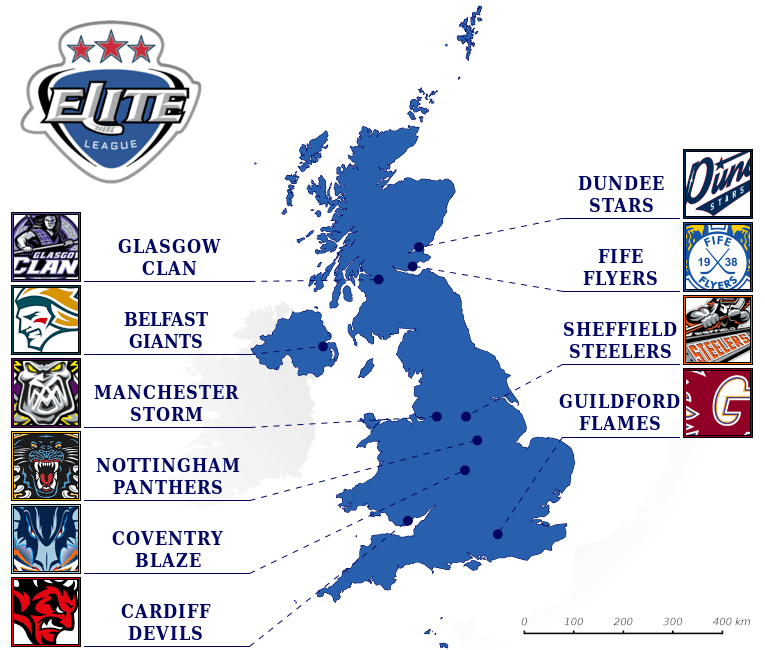 Elite Ice Hockey League map