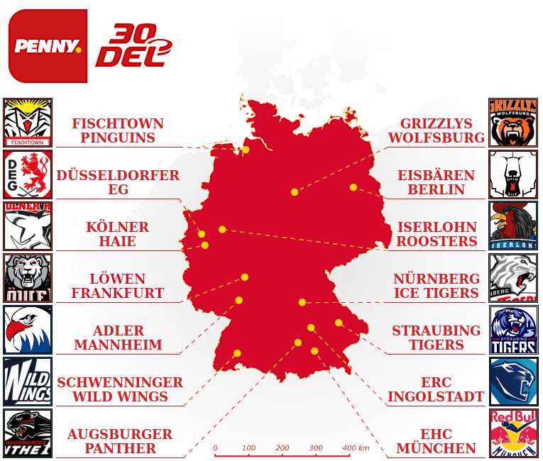 Deutsche Eishockey Liga map