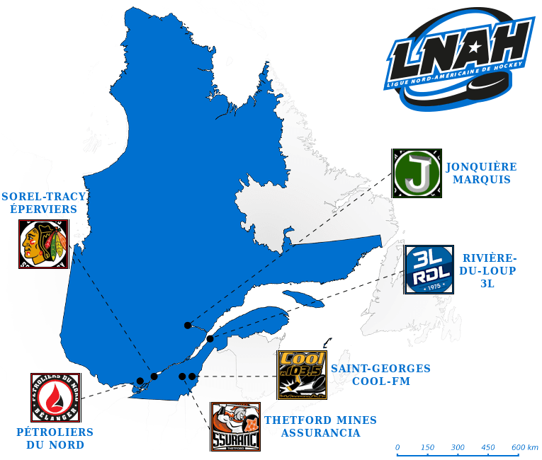 Ligue Nord-Américaine de Hockey map