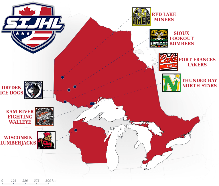 Superior International Junior Hockey League map