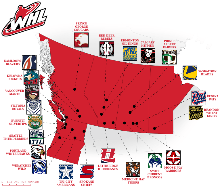 Western Hockey League map
